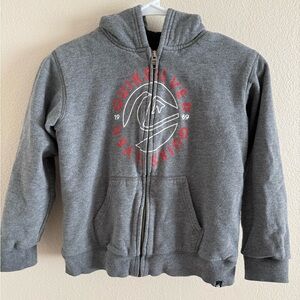 Quiksilver Charcoal Gray Kids‎ Zip-Up Sherpa Lined Hoodie Size XS 5/6
